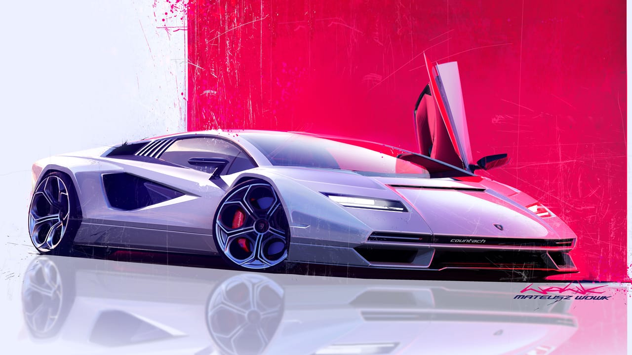 Check out these sketches of the new Countach Top Gear